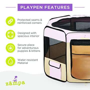 Zampa Dog Playpen Portable Indoor Outdoor Pet Carrier