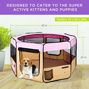 Zampa Dog Playpen Portable Indoor Outdoor Pet Carrier