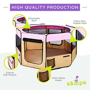Zampa Dog Playpen Portable Indoor Outdoor Pet Carrier