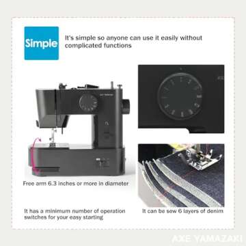 AXE Yamazaki sewing machines MM-10 | Sewing machine For Beginners,Foot Pedal, Designed by JAPAN,Mini sewing machine,Lightweight Portable & Great for Beginners,