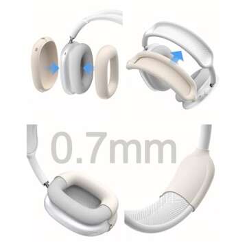 Yinke Silicone Case Cover for Airpods Max Headphones USB-C/Lightning, AirPods Max Accessories Ear Pad Case Cover/Ear Cups Cover/Headband Cover Soft Silicone Cover (Cream White)