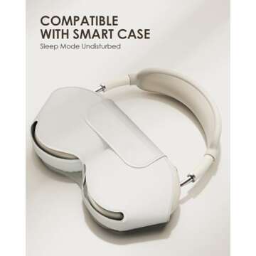 Yinke Silicone Case Cover for Airpods Max Headphones USB-C/Lightning, AirPods Max Accessories Ear Pad Case Cover/Ear Cups Cover/Headband Cover Soft Silicone Cover (Cream White)