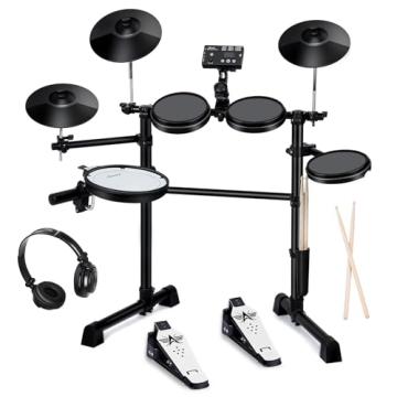 Asmuse Electronic Drum Set Kit for Adults Beginners with 8 inch Mesh Snare Electric Drum Set with Ri...