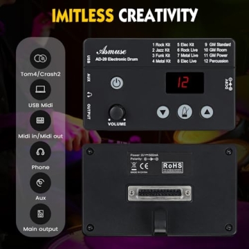 Asmuse Electronic Drum Set for All Ages With Mesh Snare
