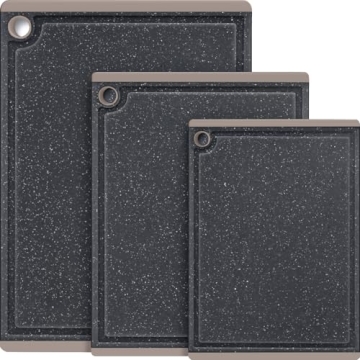 3-Piece Non-Slip Plastic Cutting Board Set with Juice Grooves - Dishwasher Safe