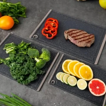 Non-Slip Plastic Cutting Board Set with Juice Grooves Dishwasher Safe