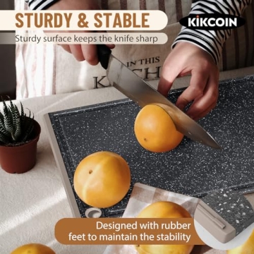 Non-Slip Plastic Cutting Board Set with Juice Grooves Dishwasher Safe