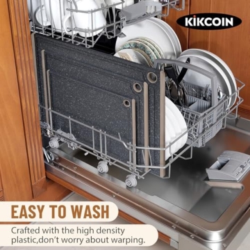 Non-Slip Plastic Cutting Board Set with Juice Grooves Dishwasher Safe