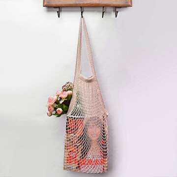 DimiDay Eco-Friendly Cotton Net Shopping Bag for Grocery and Beach