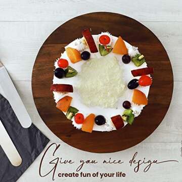 RABAHA 13" Acacia Rotating Cake Stand Set for All Occasions