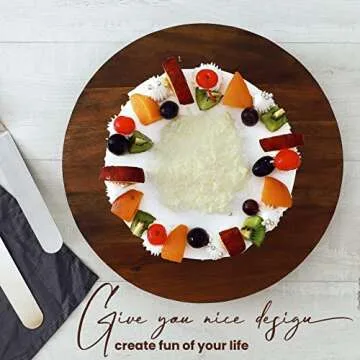 RABAHA 13" Acacia Rotating Cake Stand Set for All Occasions