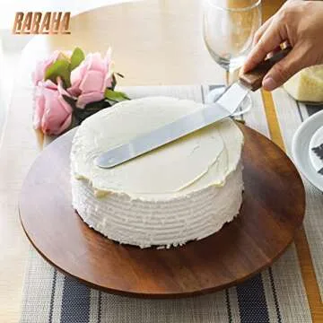 RABAHA 13" Acacia Rotating Cake Stand Set for All Occasions