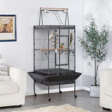 Yaheetech 69-inch Wrought Iron Rolling Large Parrot Bird Cage for African Grey Small Quaker Amazon C...