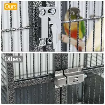 Yaheetech 69-inch Wrought Iron Rolling Large Parrot Bird Cage for African Grey Small Quaker Amazon Cockatiel Sun Parakeet Green Cheek Conure Dove Lovebird Budgie Play Top with Stand