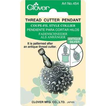 Clover Thread Cutter Pendant, Antique Silver (454)