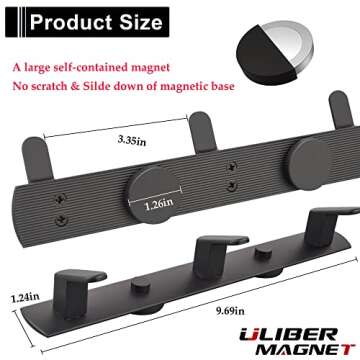ULIBERMAGNET Magnetic Coat Hooks,Heavy Duty Magnetic Rack,Strong Rubber Magnetic Hanger for Refriger...