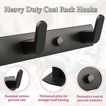 ULIBERMAGNET Magnetic Coat Hooks,Heavy Duty Magnetic Rack,Strong Rubber Magnetic Hanger for Refrigerator,Metal Cabinet,Door,Hanging Coat, Towel, Bag, Scarf, Helmet(Matte Black/3 Hooks)