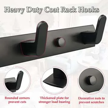 ULIBERMAGNET Magnetic Coat Hooks,Heavy Duty Magnetic Rack,Strong Rubber Magnetic Hanger for Refrigerator,Metal Cabinet,Door,Hanging Coat, Towel, Bag, Scarf, Helmet(Matte Black/3 Hooks)