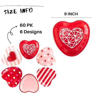 Winoo Design Valentines Plates - 60 PK - Heart Plates Paper Heart Shaped Plates for Valentines Day D...
