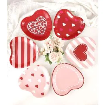 Winoo Design Valentines Plates - 60 PK - Heart Plates Paper Heart Shaped Plates for Valentines Day Decor Valentines Decorations Valentine Party Supplies valentines day table decor