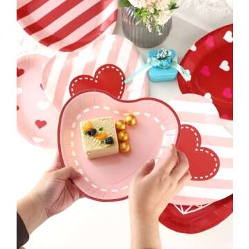 Winoo Design Valentines Plates - 60 PK - Heart Plates Paper Heart Shaped Plates for Valentines Day Decor Valentines Decorations Valentine Party Supplies valentines day table decor