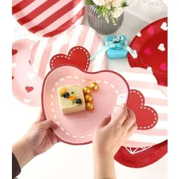 Winoo Design Valentines Plates - 60 PK - Heart Plates Paper Heart Shaped Plates for Valentines Day Decor Valentines Decorations Valentine Party Supplies valentines day table decor