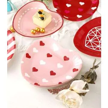 Winoo Design Valentines Plates - 60 PK - Heart Plates Paper Heart Shaped Plates for Valentines Day Decor Valentines Decorations Valentine Party Supplies valentines day table decor