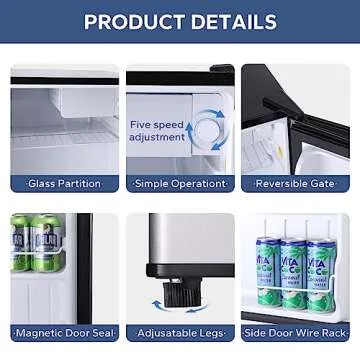 BANGSON Small Refrigerator,1.6 Cu.Ft Mini Fridge With Freezer, Reversible Single Door Mini Fridge, Compact Refrigerator For Office, Bedroom