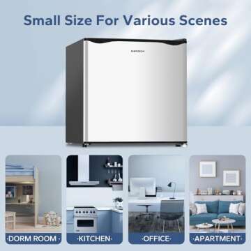 BANGSON Small Refrigerator,1.6 Cu.Ft Mini Fridge With Freezer, Reversible Single Door Mini Fridge, Compact Refrigerator For Office, Bedroom