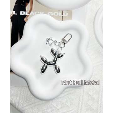 LAEKOU Star Balloon Dog Keychain - Cute Y2K Aesthetic Charm for Bags