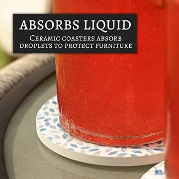 Elegant Ceramic Drink Coasters with Gold Holder Set