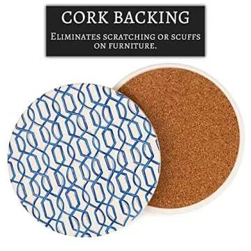 Elegant Ceramic Drink Coasters with Gold Holder Set