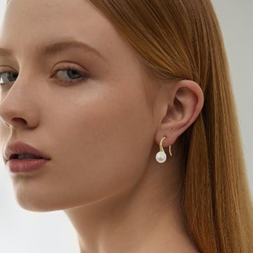 Elegant Gold Plated Pearl Drop Earrings for Women