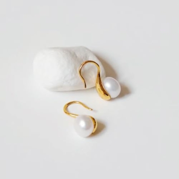 Elegant Gold Plated Pearl Drop Earrings for Women
