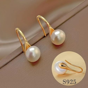 Elegant Gold Plated Pearl Drop Earrings for Women