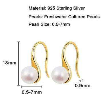 Elegant Gold Plated Pearl Drop Earrings for Women