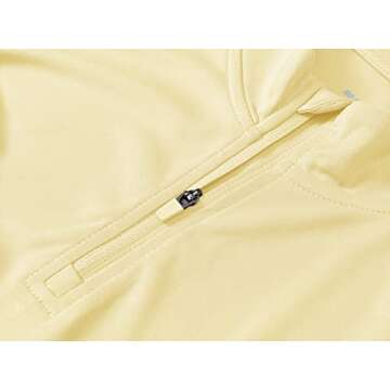 BASUDAM Women's Workout Shirts Quick Dry UPF 50+ Sun Protection Long Sleeve Quarter Zip Pullover Athletic T-Shirts Light Yellow M