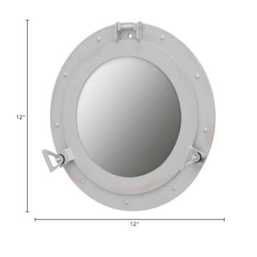 Nagina International 12" Antique White Porthole Mirror | Maritime Aluminum Vintage Decor