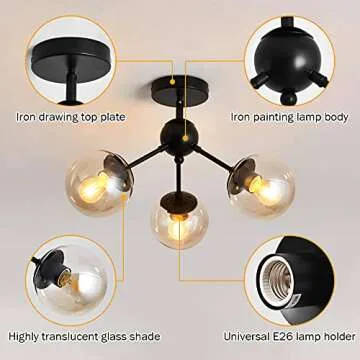 UOFUS 3-Light Glass Globe Chandelier - Modern Vintage Charm