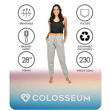 COLOSSEUM Active Women's Aubrey Comfy Fleece Jogger Pant with Pockets (Heather Grey, Medium)