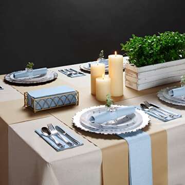 Disposable Cloth-Like Paper Napkins, 200 Pack 12" x 17" Linen-Feel Blue Denim Dinner Napkins For Wedding, Party, Kitchen Or Bathroom