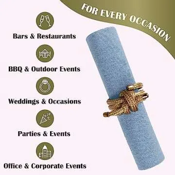 Disposable Cloth-Like Paper Napkins, 200 Pack 12" x 17" Linen-Feel Blue Denim Dinner Napkins For Wedding, Party, Kitchen Or Bathroom