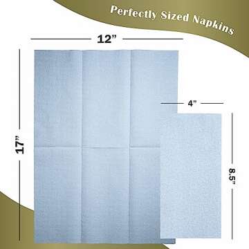 Disposable Cloth-Like Paper Napkins, 200 Pack 12" x 17" Linen-Feel Blue Denim Dinner Napkins For Wedding, Party, Kitchen Or Bathroom