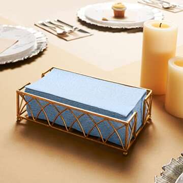 Disposable Cloth-Like Paper Napkins, 200 Pack 12" x 17" Linen-Feel Blue Denim Dinner Napkins For Wedding, Party, Kitchen Or Bathroom