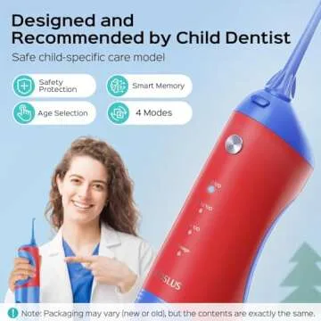 COSLUS Kids Water Dental Flosser with 4 Modes for Safe Cleaning