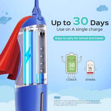 COSLUS Kids Water Dental Flosser with 4 Modes for Safe Cleaning