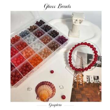 2500PCS 8mm Glass Beads Bracelet Making Kit, 96 Colors Crystal Beads for Jewelry Making, 4 Box Round Beads Suitable for Beginners