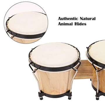 ML.ENJOY Bongo Drums, 2 Set 7" and 8" Drum Set, Tunable Percussion Instruments Synthetic Metal Frame Construction Bongo Drum for Kids Adults Beginners with Travel Bag and Tuning Wrench, Natural Finish