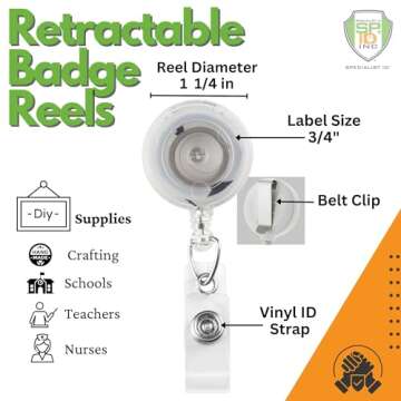 Bulk 100 Pack - Premium Retractable ID & Key-Card Badge Reels with Secure Metal Belt Clip and 34” Pull by Specialist ID