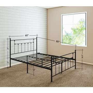 Golden Gate Beds Victorian Bed Frame Elegant Vintage Style - Metal Steel Platform, Wrought Iron Head...